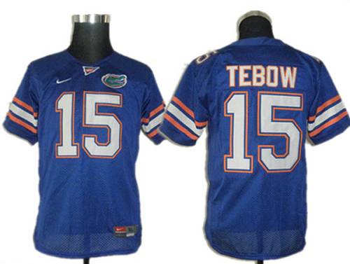 Gators #15 Tim Tebow Blue Stitched Youth NCAA Jersey